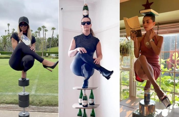 挑战踩哑铃铝罐单脚深蹲 妮琪米娜旧MV掀模仿风潮