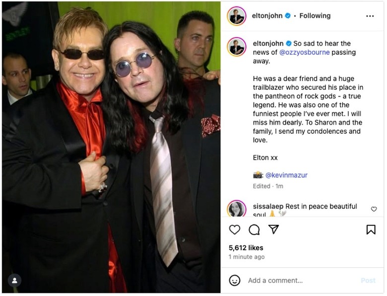  月初才办告别演唱会 76岁奥兹欧斯本离世