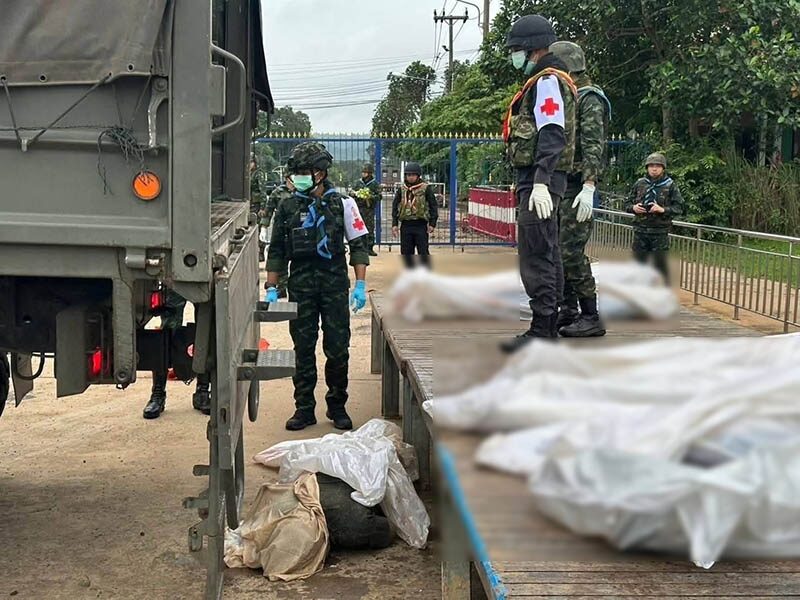 泰柬边境冲突/泰口岸前移交遗体 12柬士兵魂归故里