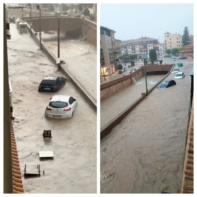 西班牙东北部暴雨成灾两人失踪　街道成泽国车辆被淹没