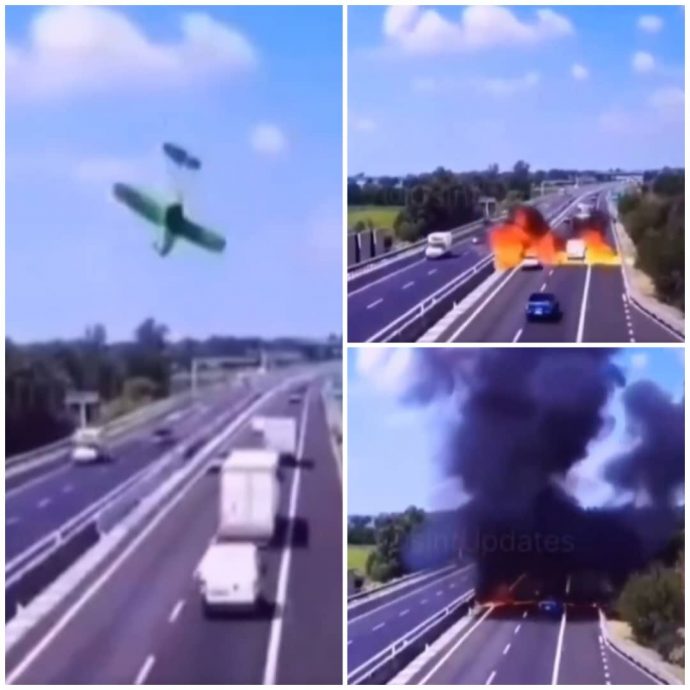 视频|意小型飞机直坠快速公路 酿2死2伤画面骇人