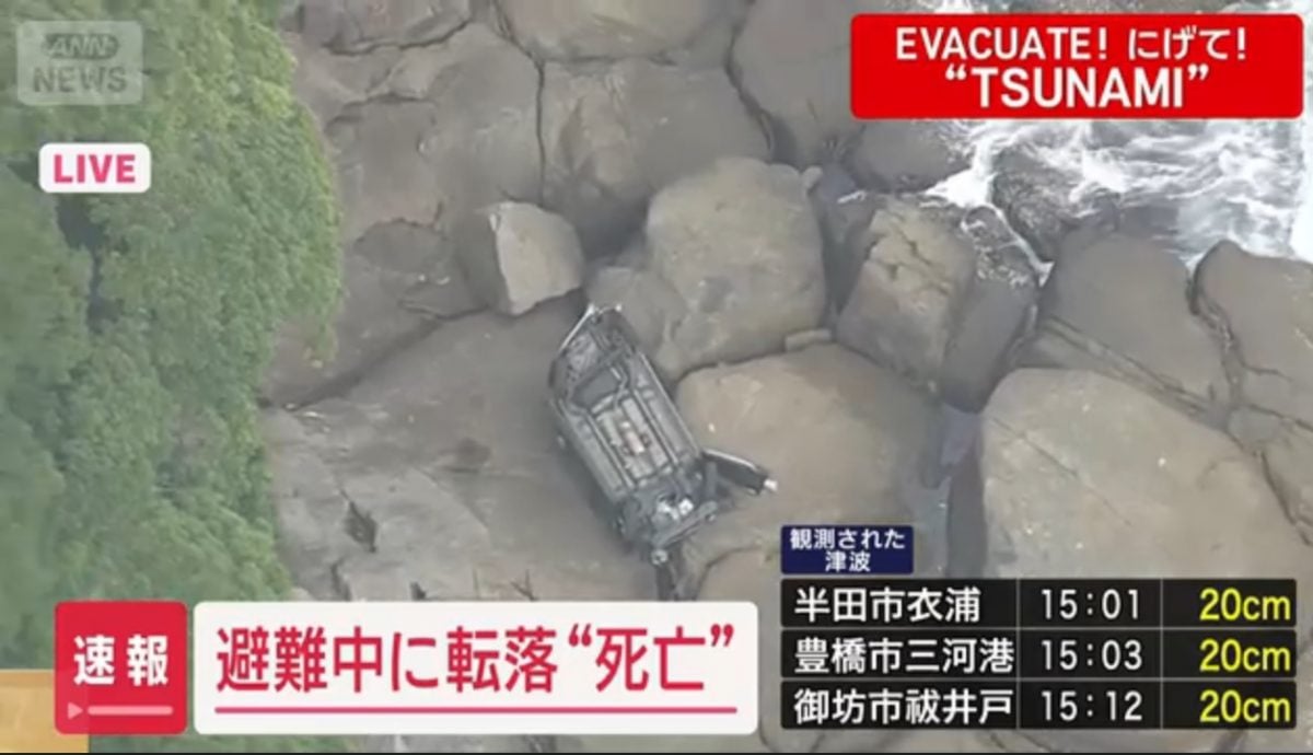 躲海啸丧命  日女驾车不慎坠崖身亡