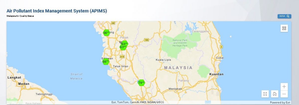 霹空气污染指数中等 丹绒马林昨晚一度不健康