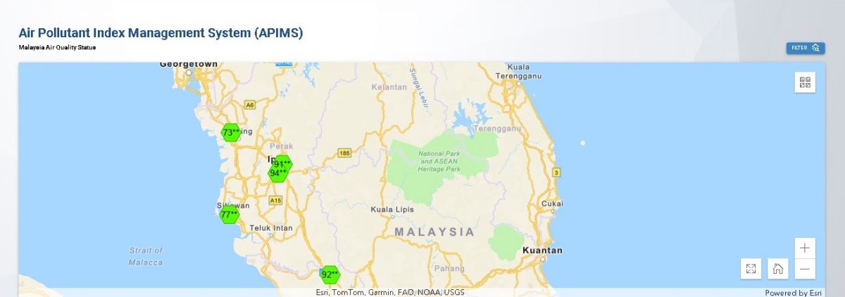 霹空污指数中等水平  怡保北阁94点最高　