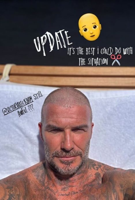  （明8am）贝克汉姆自剪头发失手 维多莉亚大笑直言：很糟糕！