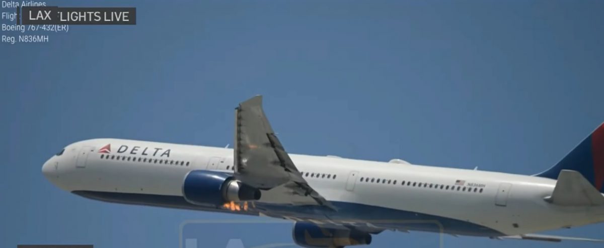 （视频）引擎空中起火 达美波音客机紧急返航洛杉矶