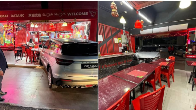 欲停车误踩油门 休旅车失控猛撞店铺