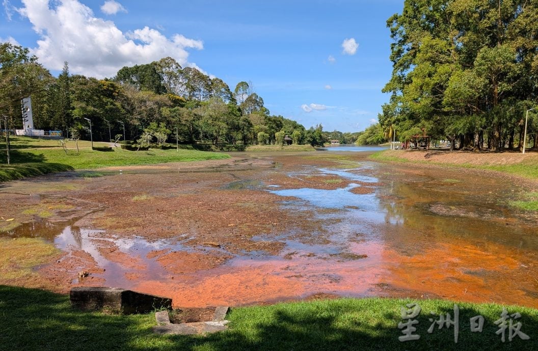 天气干旱近月 太平湖水剧降湖床重现