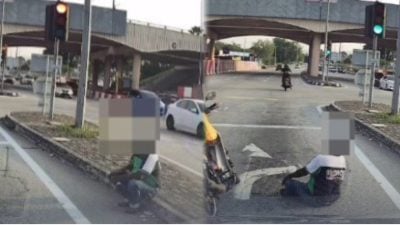 视频 | 压力山大？思考人生？骑士盘坐交通灯路口挡路