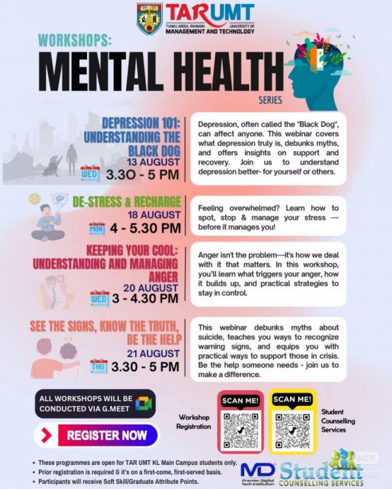 “你的存在很重要！”拉曼办防自杀工作坊 吁学生主动求助