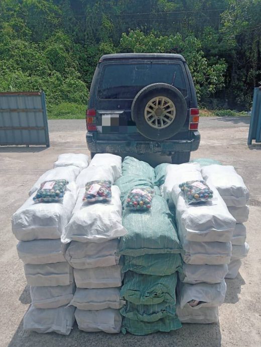 东(已签):普通行动部队周日下午1时30分,在兰斗班让一个非法渡头查获价值8万 9000令吉的70袋球形爆竹,并扣押一辆四轮驱动车。