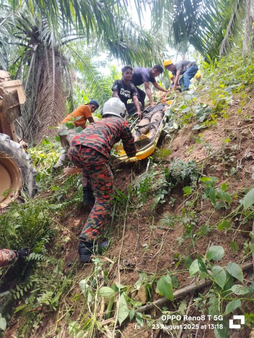 东(已签发):姆阿占沙发生挖土机失控翻落山谷