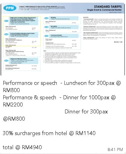 梁小琴:社团酒店办千人活动SST、版权费叠加,每人RM250还要亏