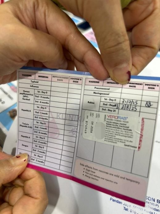 宠物狗抓伤脚板 舞蹈老师不认账 女子自费RM520打预防针报警