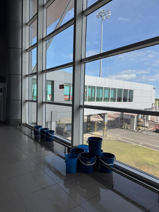 山打根机场漏水近一年仍靠水桶 罗纳建迪斥当局无作为