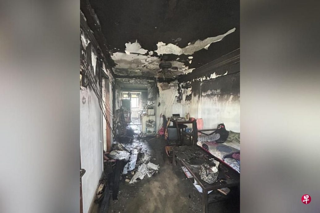 *已签发*柔:狮城二三事:狮城组屋失火狂烧 夫妇狂敲门吁邻疏散