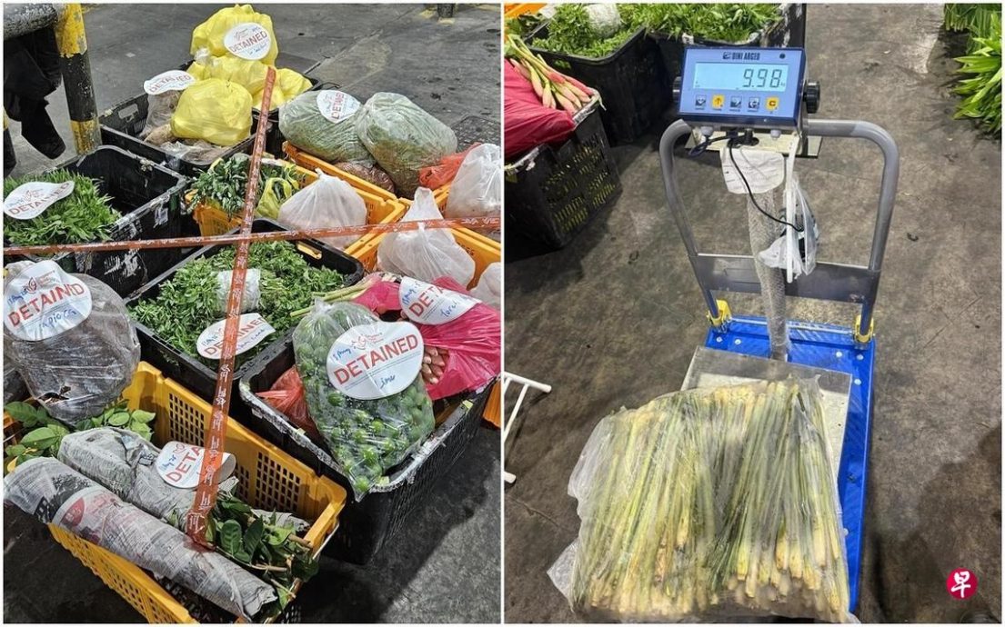 *已签发*柔：狮城二三事：狮城食品局在兀兰关卡  起约360公斤非法进口蔬果