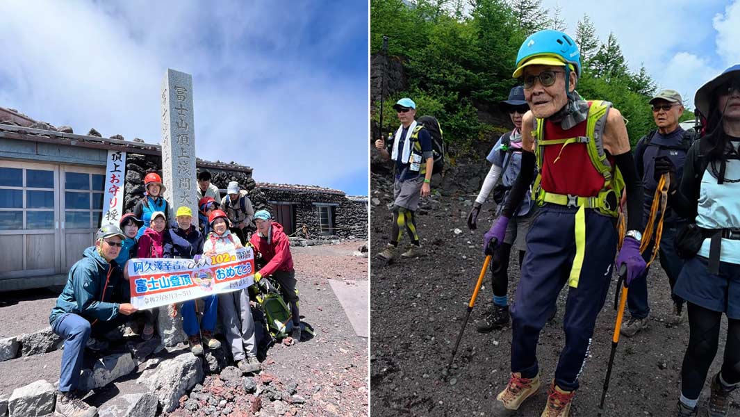 日本102岁人瑞登顶富士山创最年长纪录