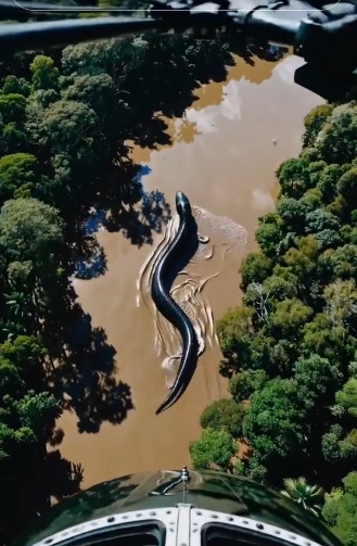 求真／亚马逊河巨蟒游走视频 人工智能生成