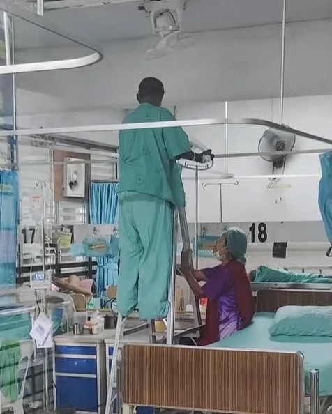 泰医院病患爬梯帮修风扇 网戏言“人工抵消医疗费！”