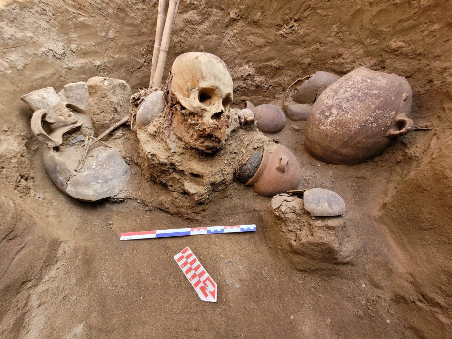 管线工程挖到千年古墓！　秘鲁出土“腿抱胸前”完整骨骸