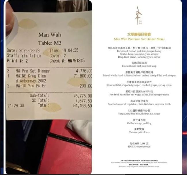 酒店约会 男网友豪食后尿遁 31岁女报警 网民好奇8万港元吃什么