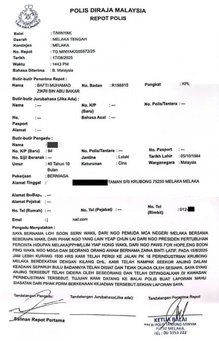 （全国版）甲惊现母狗遭活生生剥皮惨案·爱狗人士报警怒斥冷血行径 累积2万悬赏抓凶