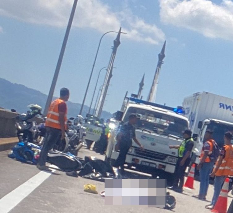 槟大桥死亡车祸，65岁骑士被辗死