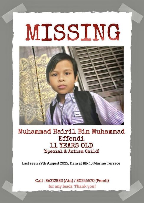 （已签发）柔：狮城二三事：11岁自闭症男童失踪 家属彻夜未眠找人