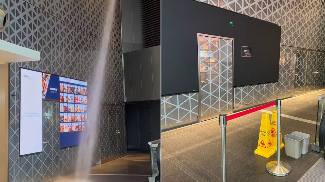 (已签发)柔:狮城二三事:来福士城发生漏水事故 水柱往地面喷射