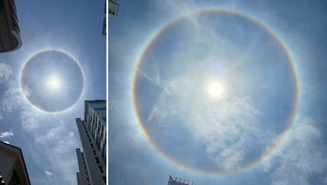 （已签发）柔：狮城二三事：狮城中午现罕见日晕 公众拍照分享奇景