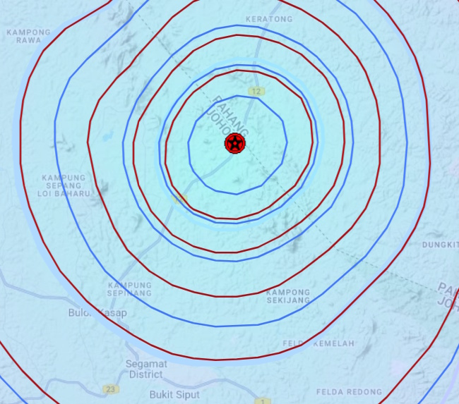 （已签发，请取代）全国：柔北地震余震5天   震央已逼近彭亨