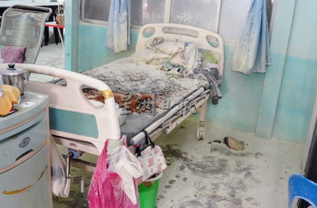 （大北马）老人院住户心生不满，放火烧礼堂睡床，财物损失未伤及人命