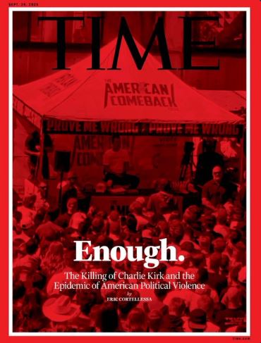 《时代》杂志封面“血红滤镜”叹柯克之死 警告美政治暴力恐升级