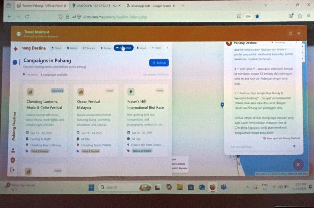 东:(已签发)彭亨推介“Pahang Destina”应用 率先结合AI科技推动智慧旅游
