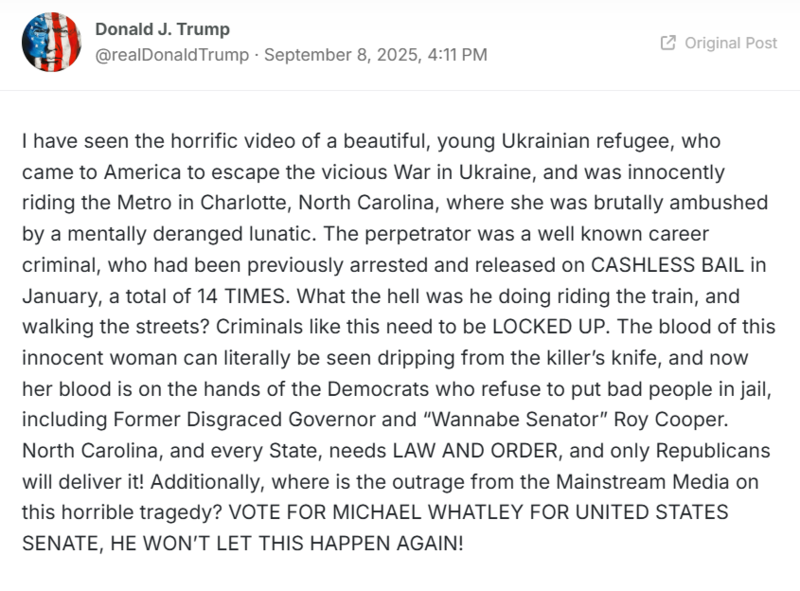 乌克兰正妹在美遭随机刺杀 父因战火受困面无法出席丧礼