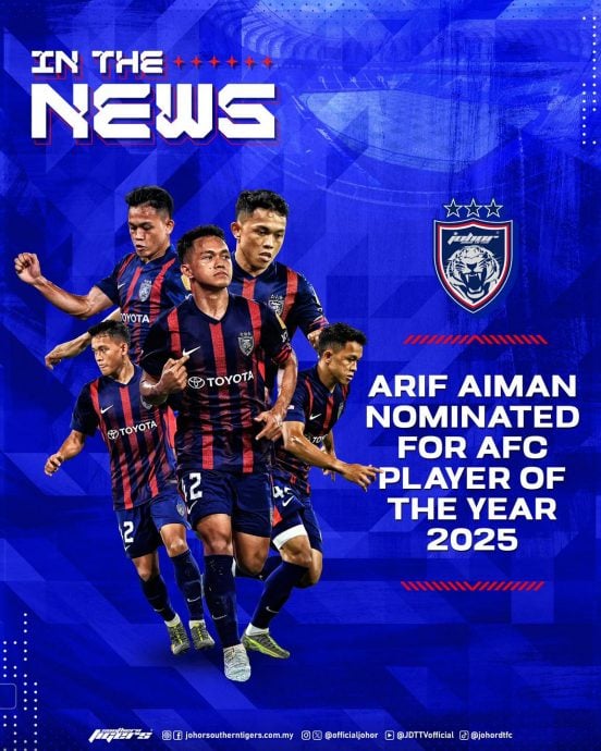 亚洲足协年度最佳| 首位大马球员获提名  阿里夫创造历史