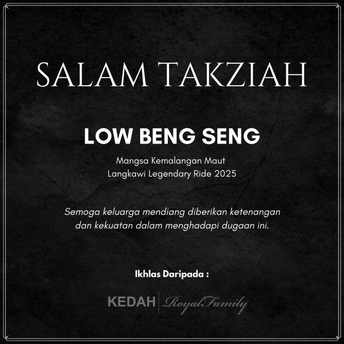 吉打王室哀悼年轻华裔脚车赛者遇意外离世