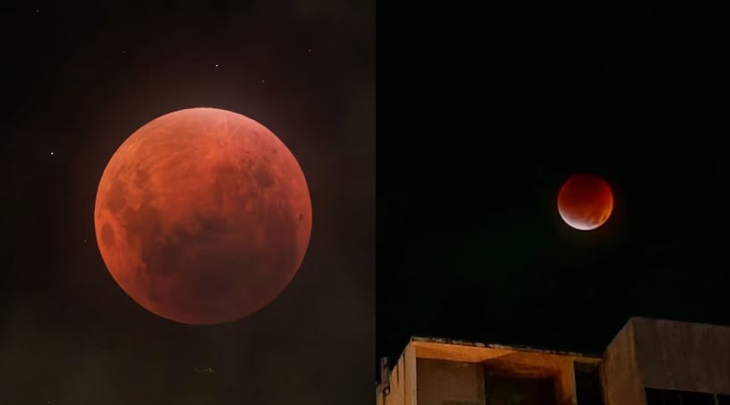 *已签发*柔：狮城二三事：罕见血月惊艳登场 狮城民众拍下美丽瞬间