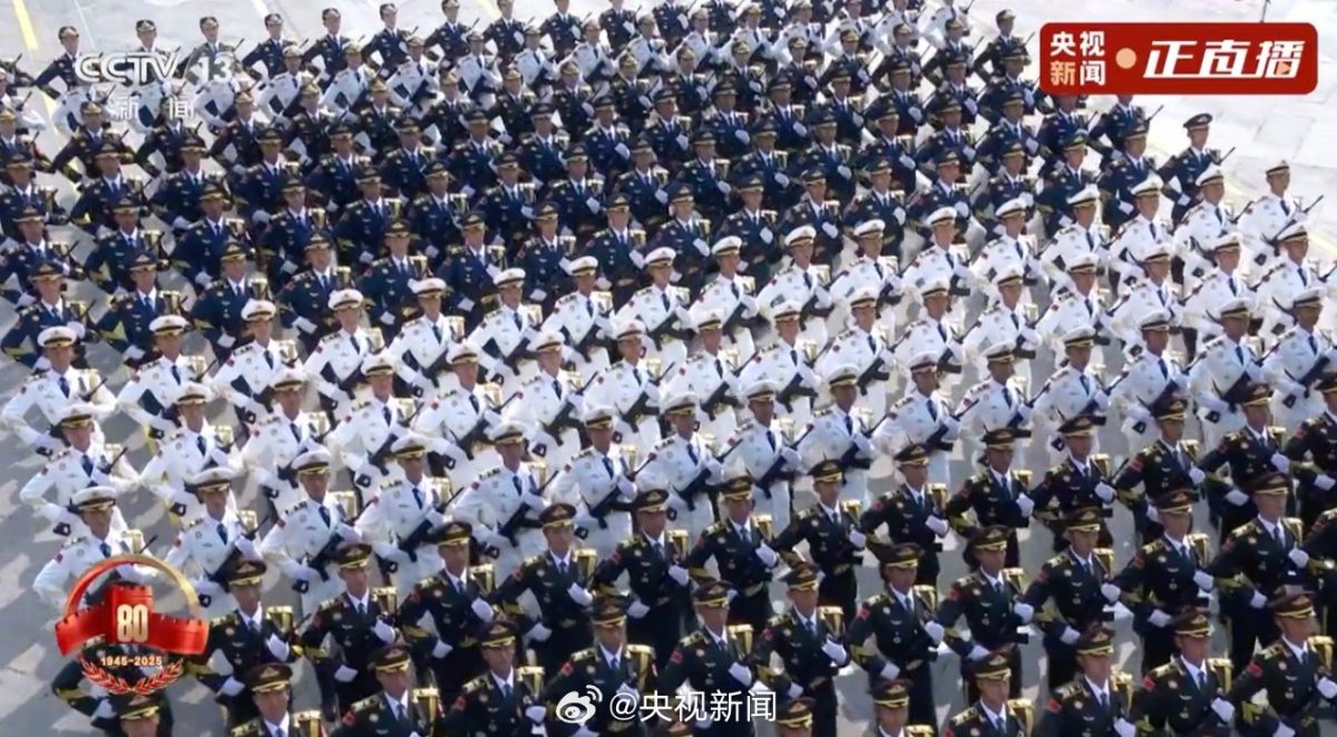 徒步方队接受检阅 方队横平竖直