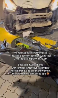 摩托车骑士出车祸弃车逃 警:摩托车登记外籍人士名下