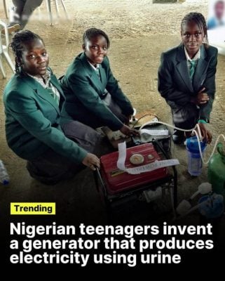 求真/4名女生发明只需要1升尿液 便可提供6小时电力发电机?