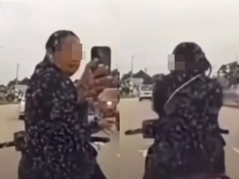  没戴头盔还倒退碰瓷？ 嚣张骑士还挡路不让走！