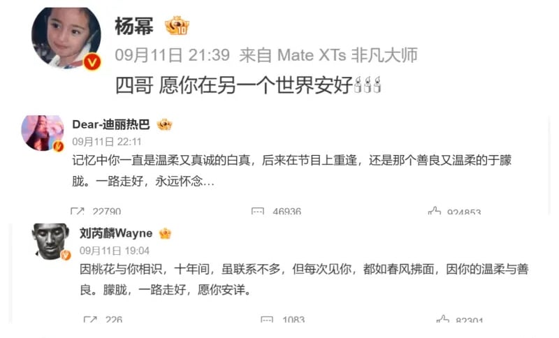 生日前夕接于朦胧坠亡噩耗 杨幂悲唤四哥：愿在另个世界安好