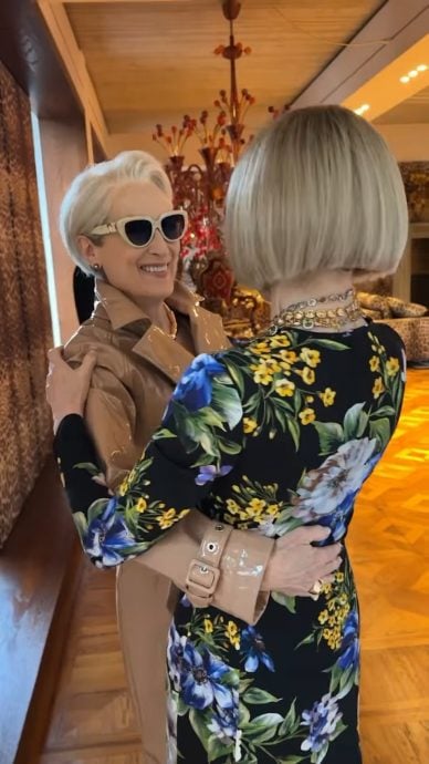 米兰时装周变《Prada恶魔》片场  梅丽史翠普喜相逢本尊