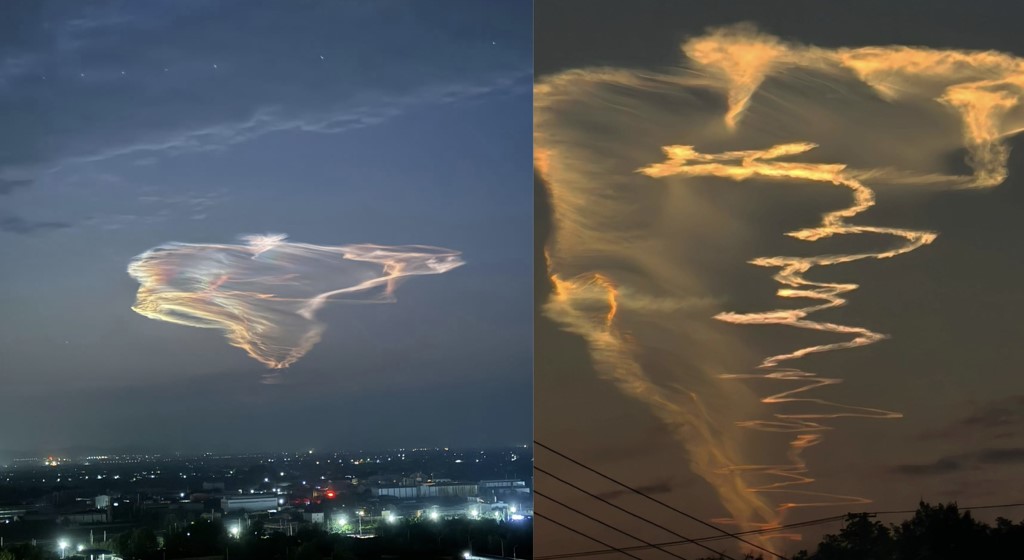 罕见！北京暴雨后见“七彩火箭云”