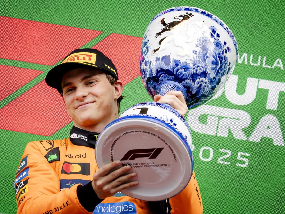 荷兰站F1|新秀哈贾生涯首登颁奖台  皮亚斯特里夺本季第7冠