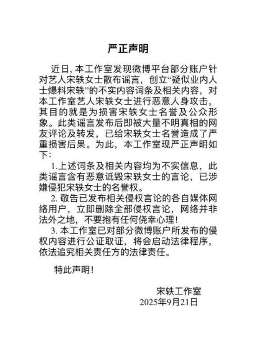 被爆对化妆师破口大骂 宋轶驳斥黑粉攻击喊告
