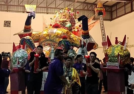 （大北马）北海船仔头市区盂兰胜会23尺大士爷金身回銮。