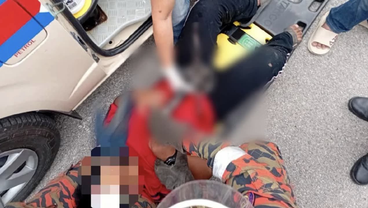 （大北马）男童骑车摔倒 踏板插入腹部